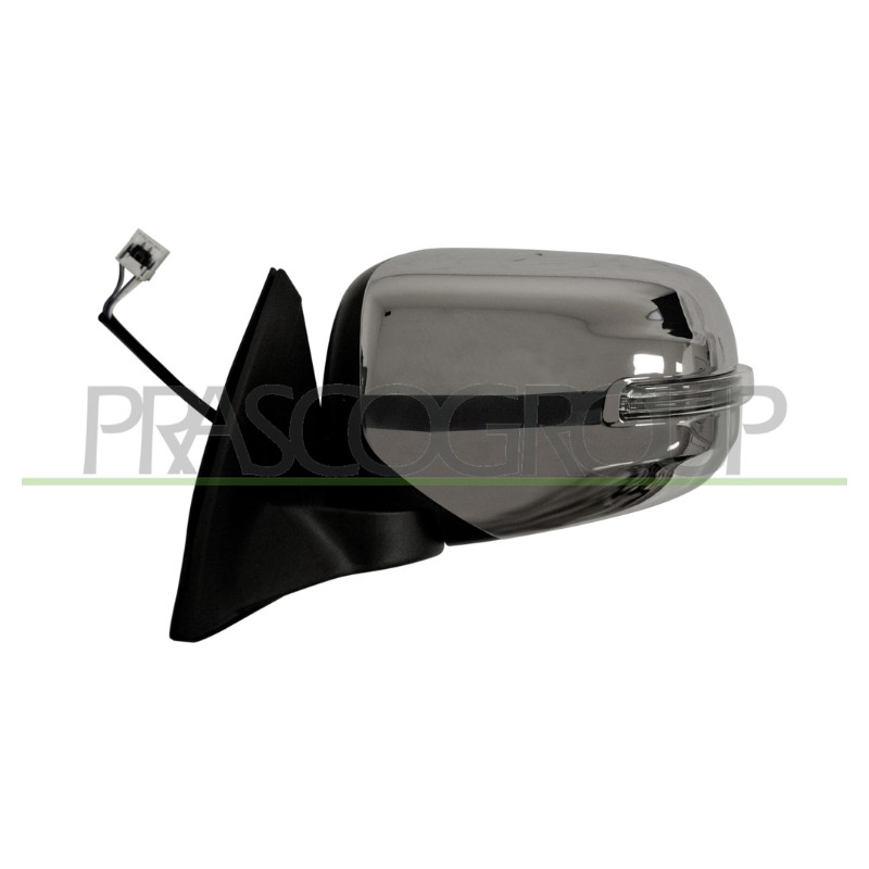 Retrovisore sinistro elettrico nero con fanale convesso con calotta cromata — FIAT FULLBACK, MITSUBISHI L200 TRITON